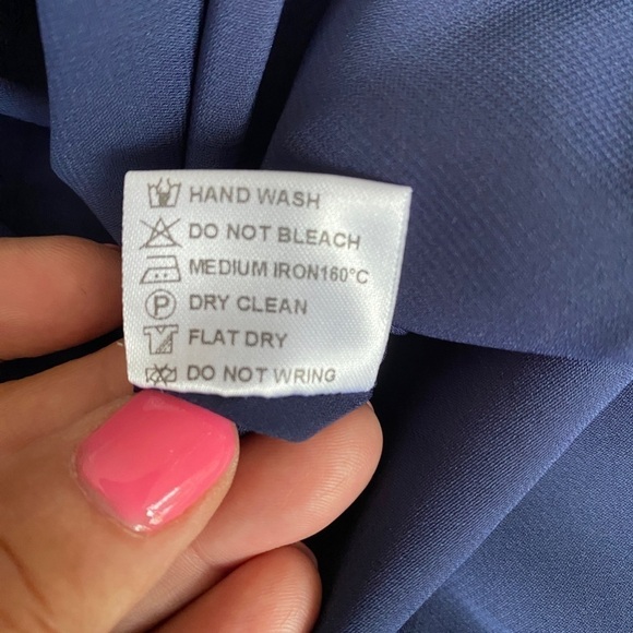 YZXH Yu Zhong Xie Hou Navy Blue and Taupe Lace Embroidered A-Line Dress Size L - Picture 8 of 15